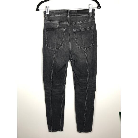 The Kooples Womens 26 Lizy Seamed Paneled Jeans Black Moto Biker Grunge Edgy - Picture 3 of 15